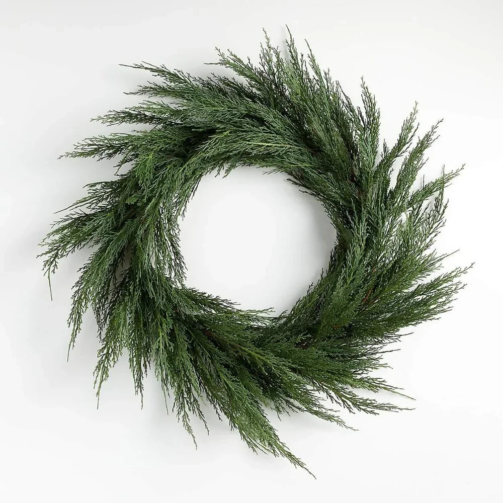 Crate & Barrel Faux Cypress Wreath 26 Inches NWT